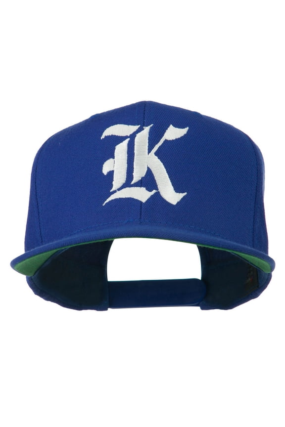 Old English K Embroidered Flat Bill Cap - Royal OSFM