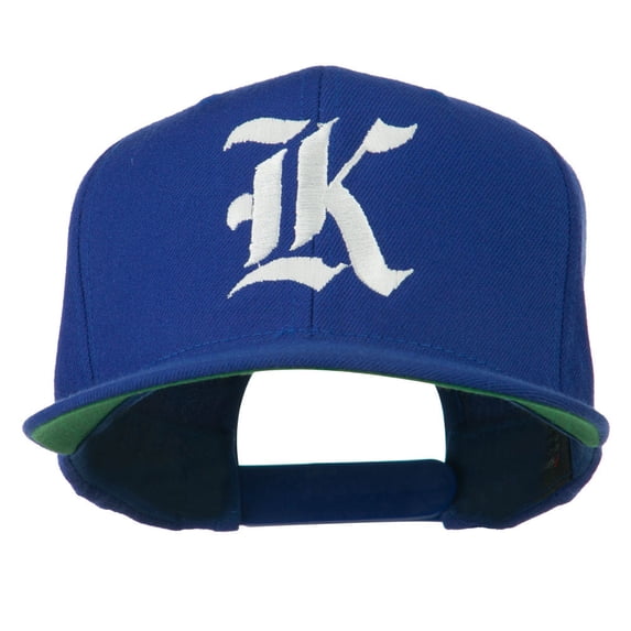 Old English K Embroidered Flat Bill Cap - Royal OSFM
