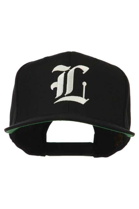 Old English L Embroidered Flat Bill Cap - Black OSFM