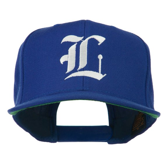 Old English L Embroidered Flat Bill Cap - Royal OSFM
