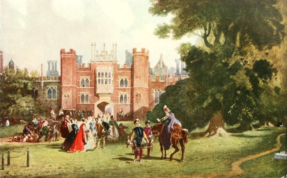 Old English Mansions 1915 Hampton Court Palace Canvas Art - Joseph Nash (18 x 24)