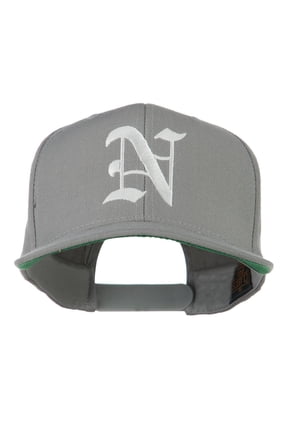 Old English N Embroidered Flat Bill Cap - Silver OSFM