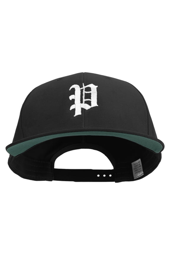 Old English P Embroidered Brushed Cotton Twill High Profile Extra Size Cap - Black XL-3XL