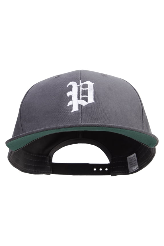 Old English P Embroidered Brushed Cotton Twill High Profile Extra Size Cap - Charcoal XL-3XL