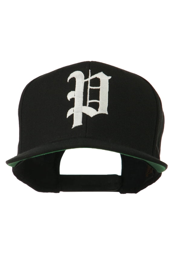 Old English P Embroidered Flat Bill Cap - Black OSFM