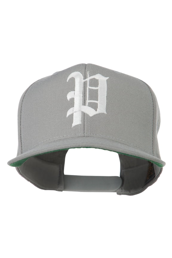 Old English P Embroidered Flat Bill Cap - Silver OSFM