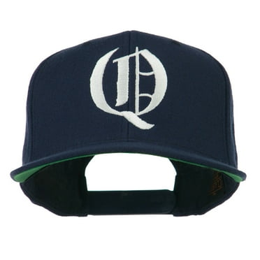 Old English Q Embroidered Flat Bill Cap - Navy OSFM