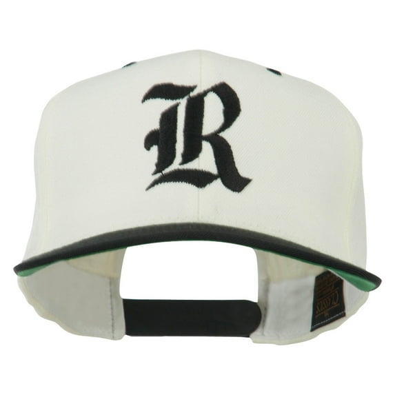 Old English R Embroidered Flat Bill Cap - Natural Black OSFM