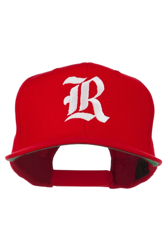 Old English R Embroidered Flat Bill Cap - Red OSFM