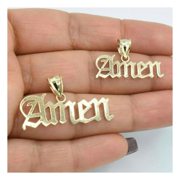 Old English Script "Amen" Pendant Unisex Adult 10K Yellow Gold, 2.46 Gr - GOLDUM NYC