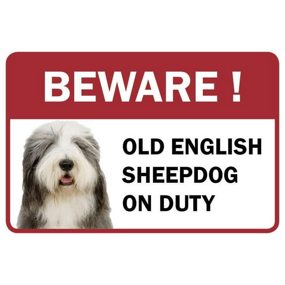Old English Sheepdog Beware Business Store Retail Counter Sign