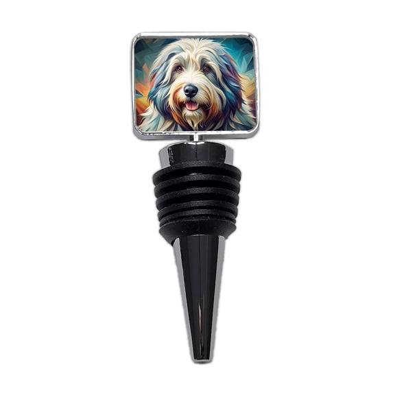 Old English Sheepdog Dog Contemporary Art Wine Bottle Stopper Cap Plug