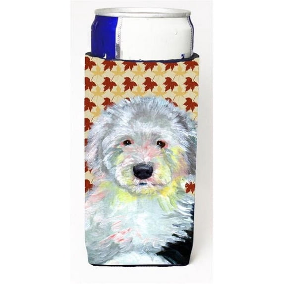 Old English Sheepdog Fall Leaves Portrait Michelob Ultra s For Slim Cans - 12 oz.