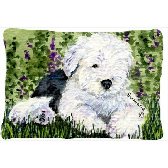 Old English Sheepdog Indoor & Outdoor Decorative Fabric Pillow - 12 x 16 in.