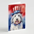 thumbnail image 1 of Old English Sheepdog Patriotic American Greeting Cards Pack of 8 7 in x 5 in, 1 of 3