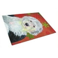 thumbnail image 1 of Old English Sheepdog Red  Green Snowflakes Holiday Christmas Glass Cutting Board Large, 1 of 2
