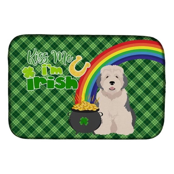 Old English Sheepdog St. Patricks Day Dish Drying Mat
