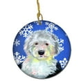 thumbnail image 1 of Old English Sheepdog Winter Snowflake Holiday Ceramic Ornament, 1 of 1