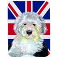 thumbnail image 1 of Old English Sheepdog With English Union Jack British Flag Glass Cutting Board - Large, 1 of 1