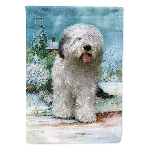 Old English Sheepdog by Don Squires Flag Canvas House Size