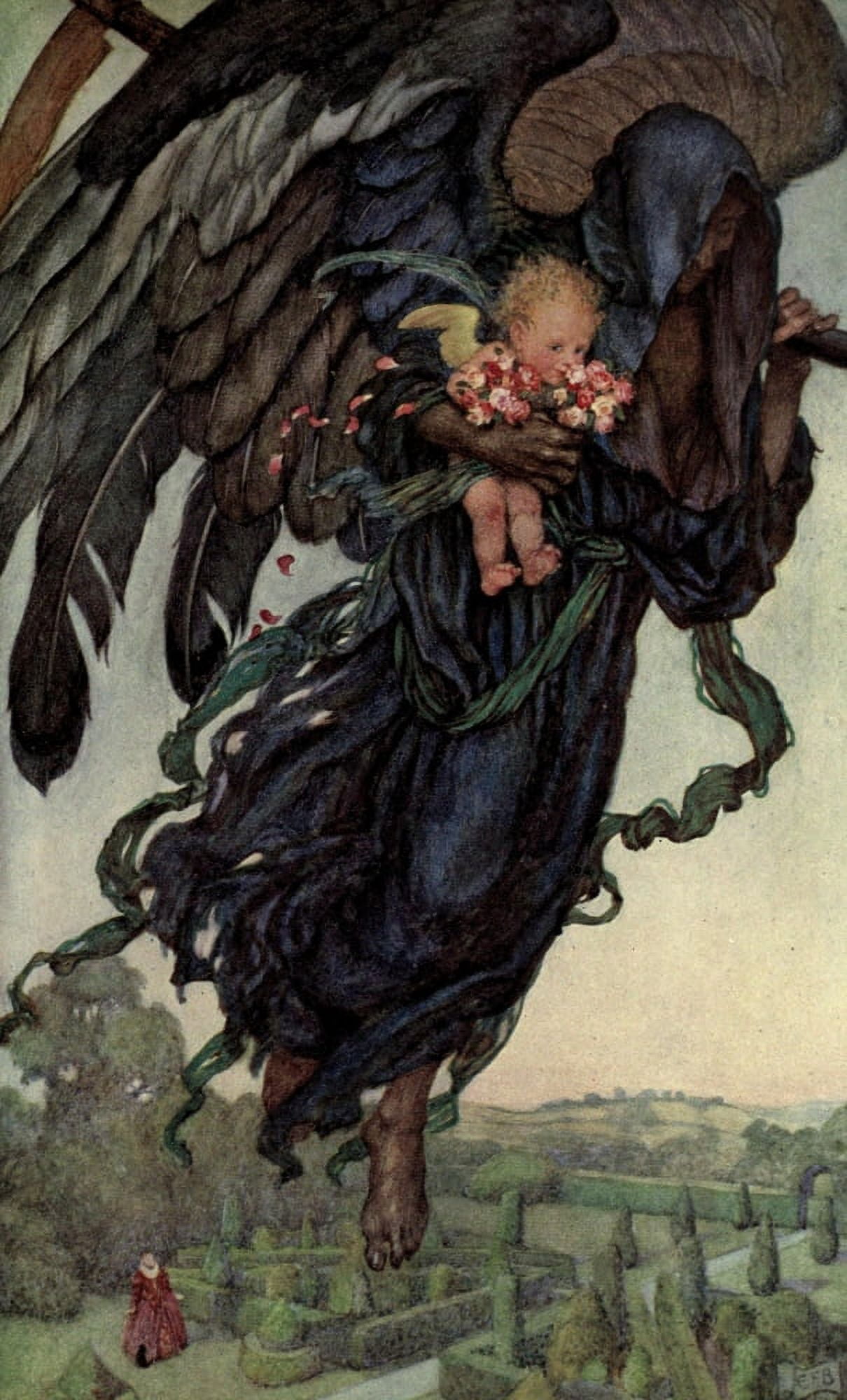 Old English Songs & Ballads Gather rosebuds times a-flying Stretched Canvas - EF Brickdale (18 x 24)