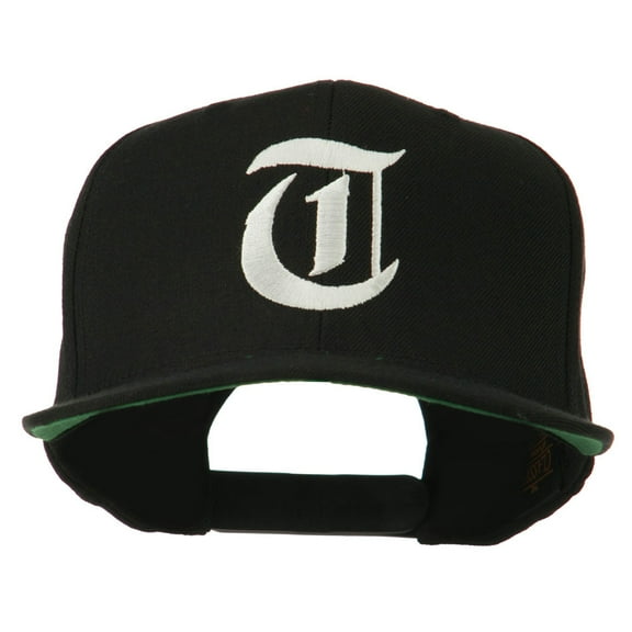 Old English T Embroidered Snapback Cap - Black OSFM