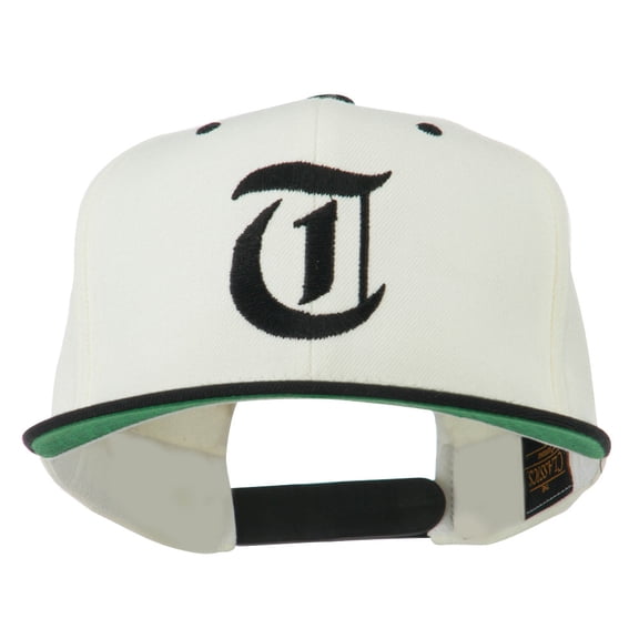 Old English T Embroidered Snapback Cap - Natural Black OSFM