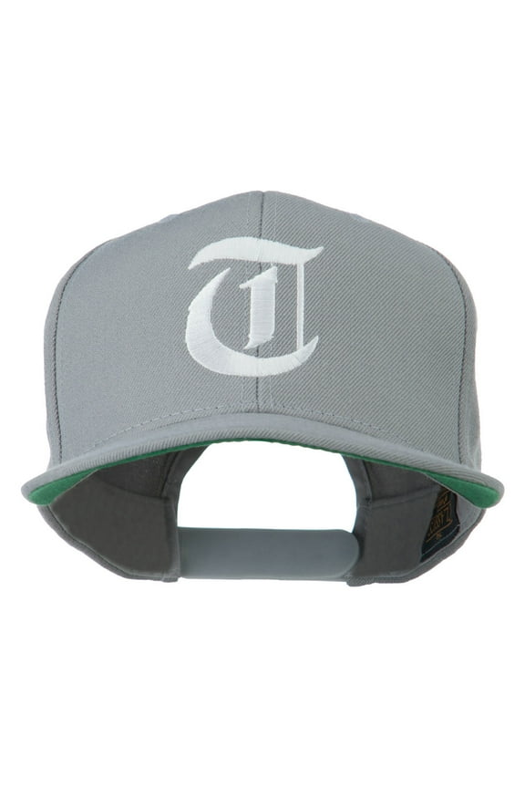 Old English T Embroidered Snapback Cap - Silver OSFM