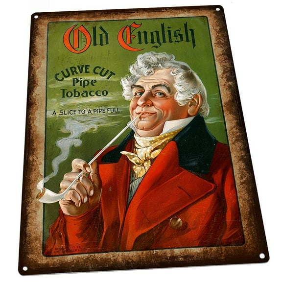 Old English Tobacco Vintage Ad 9"x12" Metal Sign, Wall Decor for Home and Office