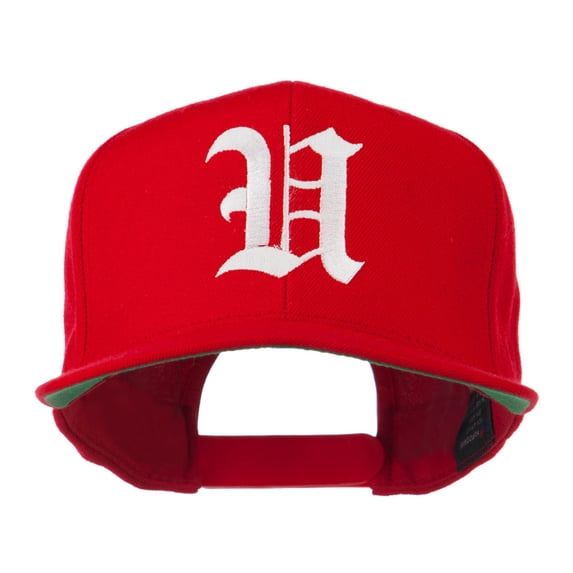 Old English U Embroidered Flat Bill Cap - Red OSFM