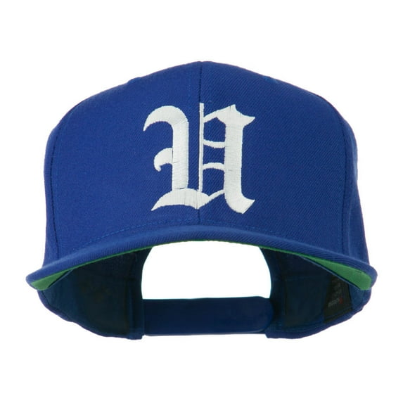 Old English U Embroidered Flat Bill Cap - Royal OSFM