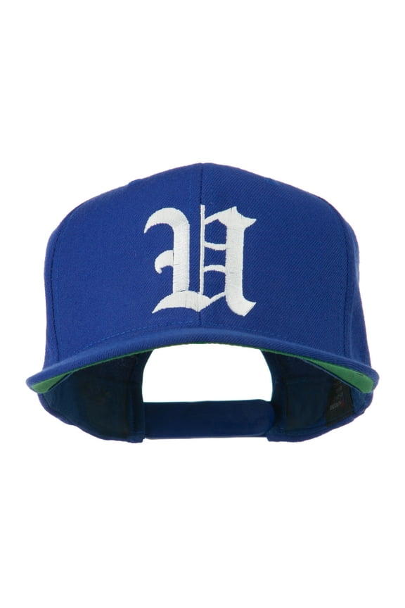 Old English U Embroidered Flat Bill Cap - Royal OSFM