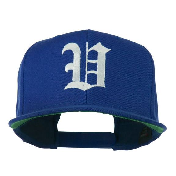 Old English V Embroidered Flat Bill Cap - Royal OSFM