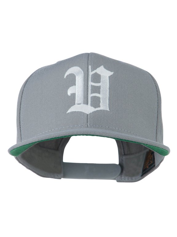 Old English V Embroidered Flat Bill Cap - Silver OSFM
