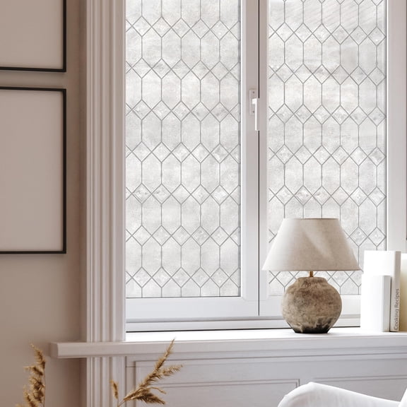 Old English Window Film By Artscape - Textured Leaded Glass Design  Static Cling Allows Light In Uv Protection Phthalate And Bpa Free Made 36 X 72 Inch
