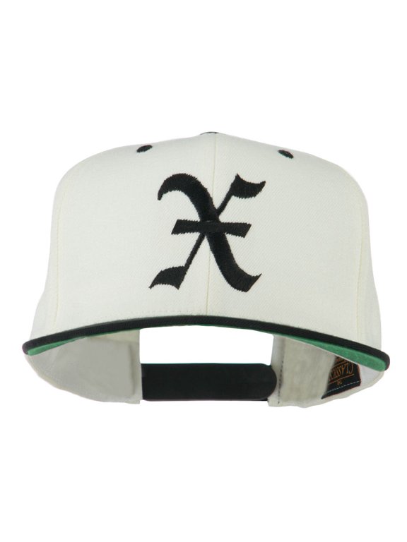 Old English X Embroidered Flat Bill Cap - Natural Black OSFM