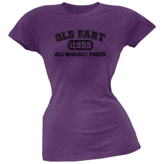 Old Fart Original Parts 1955 Funny Purple Juniors Soft T-Shirt - Large