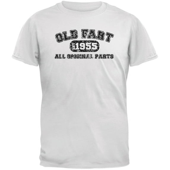 Old Fart Original Parts 1955 Funny White Adult T-Shirt - Medium