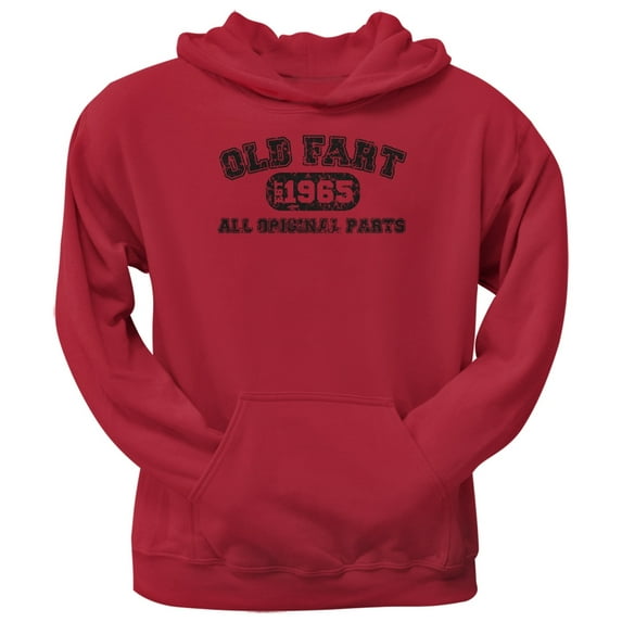 Old Fart Original Parts 1965 Funny Red Adult Hoodie - Large