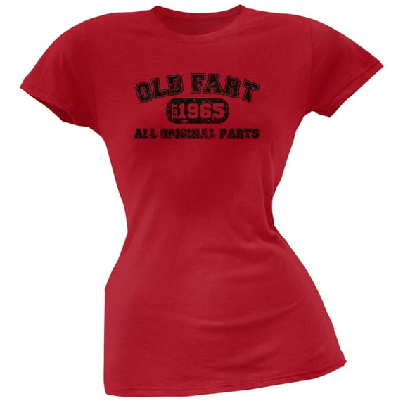 Old Fart Original Parts 1965 Funny Red Juniors Soft T-Shirt - 2X-Large
