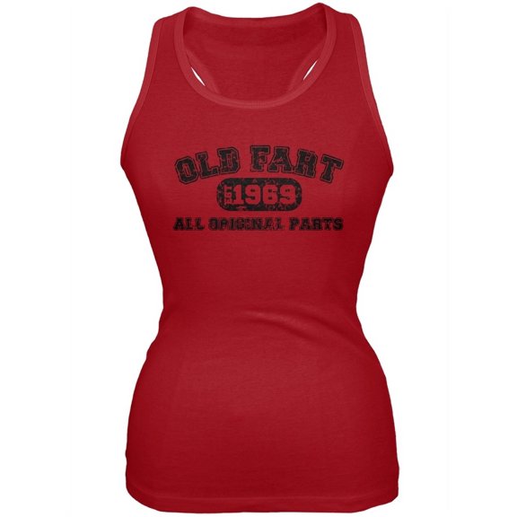 Old Fart Original Parts 1969 Funny Red Juniors Soft Tank Top - Small
