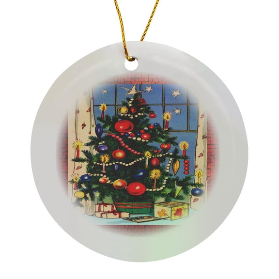 3drose, Old Fashion Christmas Tree, Circle Porcelain Ornament