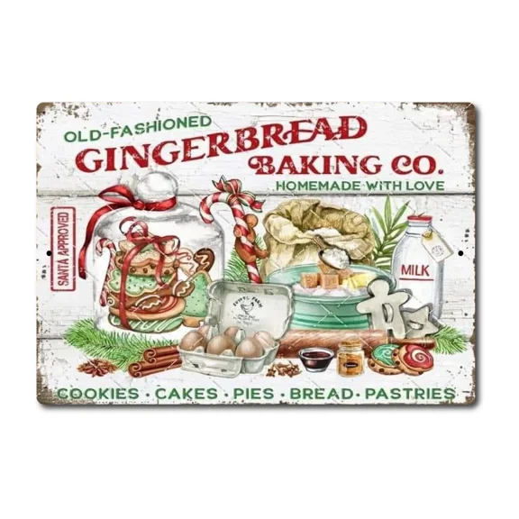 Old Fashion Gingerbread Co Baking Metal Aluminum Sign 8X12 Kitchen Funny Rustic