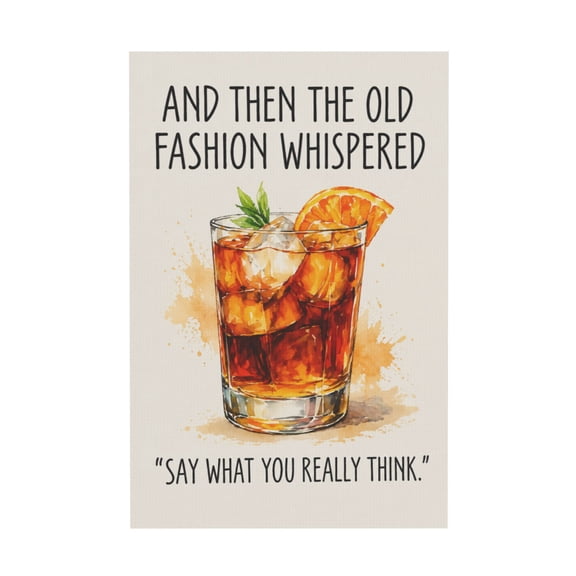 Old Fashioned Cocktail Quote Bar Decor Canvas Wall Art For Home Kitchen Pub 12*18in