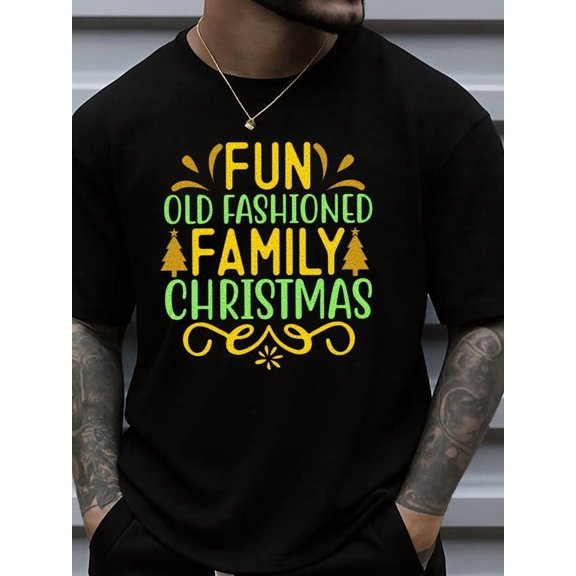 Old Fashioned Fun Family cotton tshirts t shirts men plus size plus size local warehouse black Comfortable loose and fashionable T-shirt, spring and summer men's clothing Soft and comfortable