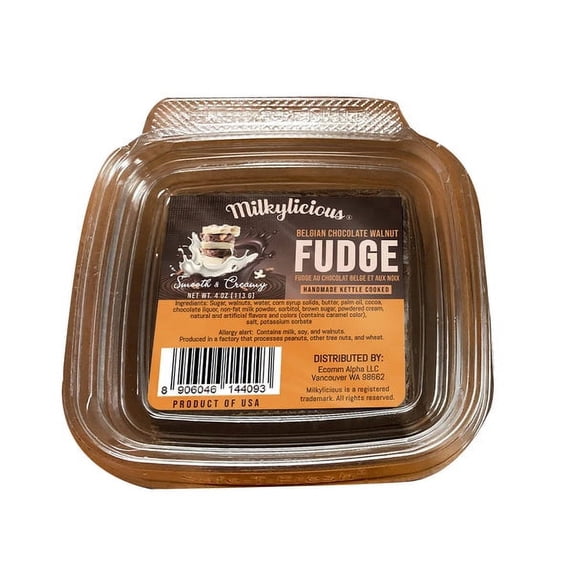 Old Fashioned Handmade Kettle Cooked Smooth Creamy Fudge - Belgian Chocolate Walnut (1/4 Pound)
