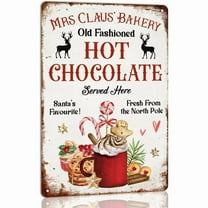 Old Fashioned Hot Chocolate Served Here Vintage Christmas Metal Tin Sign Retro Poster Wall Art for Kitchen Cafe Bar Home Farmhouse Decor Winter Plaque Christmas Decoration 8x12 Inch