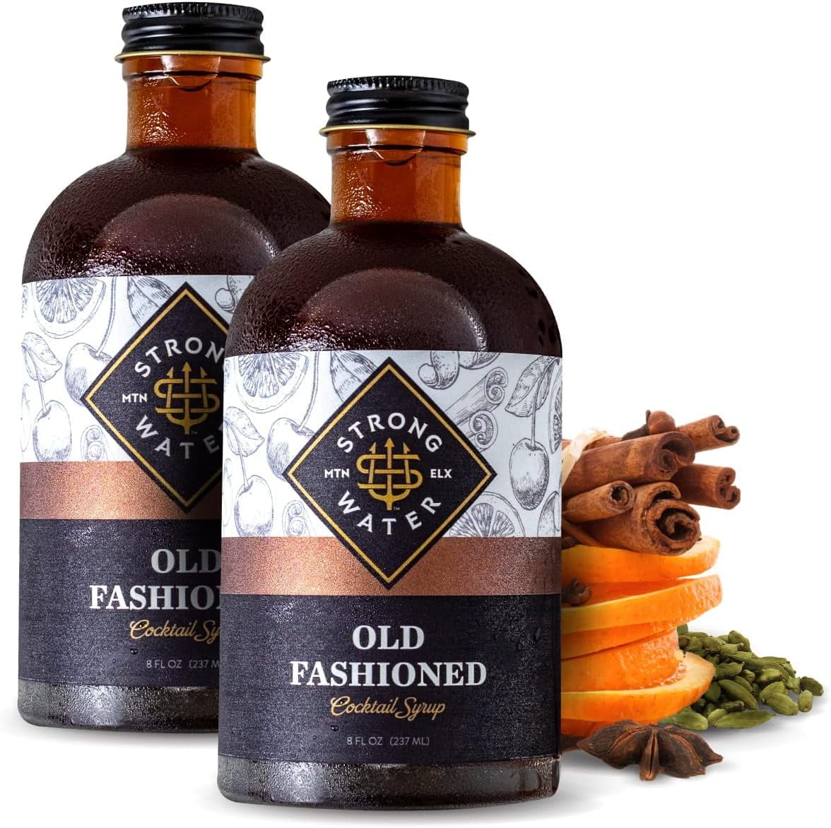 Old Fashioned Mix - Makes 64 Cocktails - Handcrafted Old Fashioned Syrup with Bitters, Orange, Cherry, Organic Demerara Sugar - Craft Cocktail Mixer, Just Mix with Bourbon,Whiskey - 2 Pack