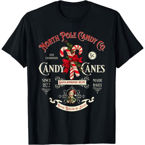 Old Fashioned North Pole Candy Cane Company Krismast T-Shirt