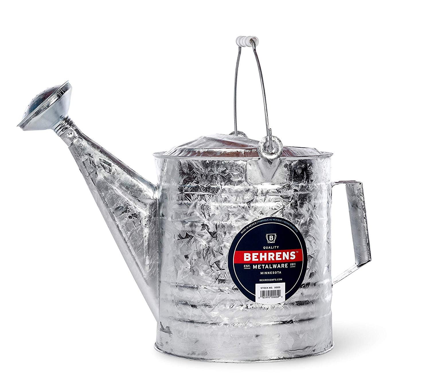 Vintage Galvanized Steel Watering Can with Wooden Handle